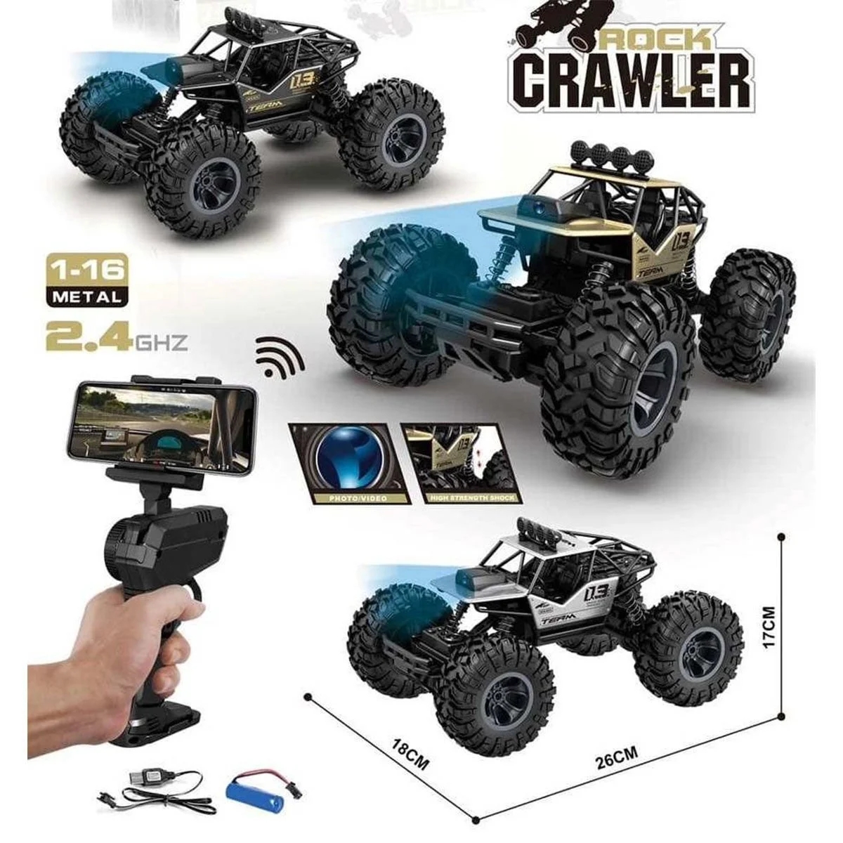 Gepettoys 2095 Wifi Kameralı Rock Crawler Arazi Aracı 4X4 1:16