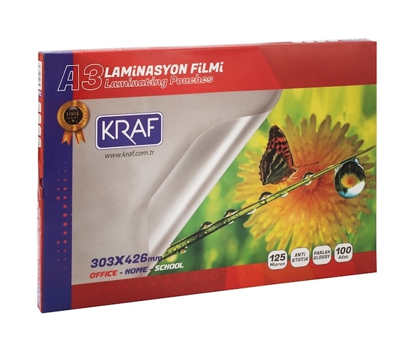 Kraf 2123 Laminasyon Filmi Parlak A3 125mic