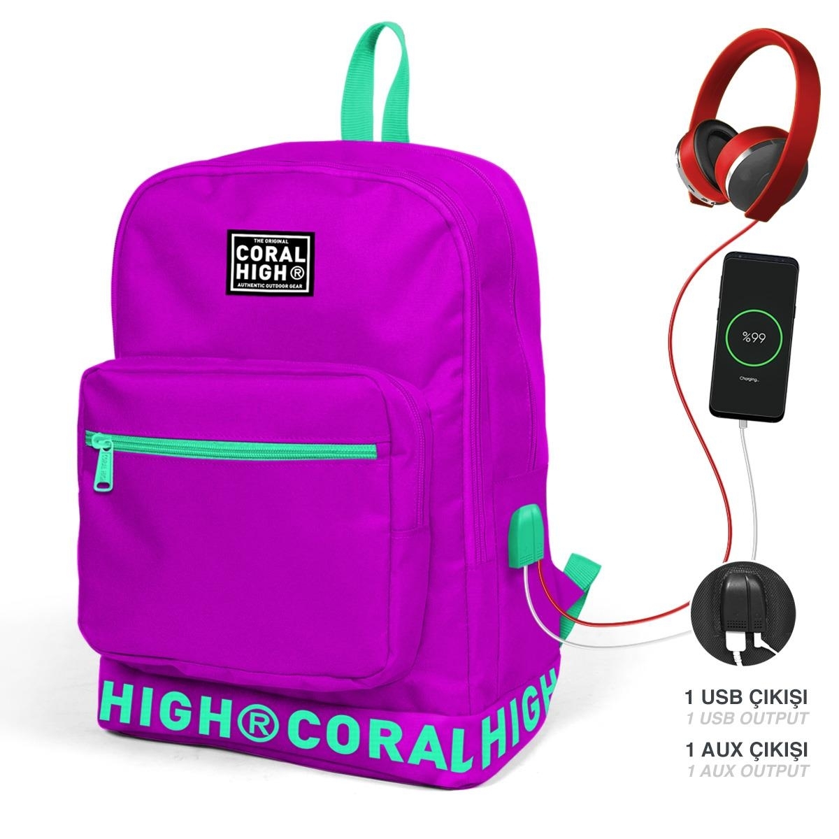 Yaygan 24102 Coral High Sırt Çantası (Usb+Aux Soketli)