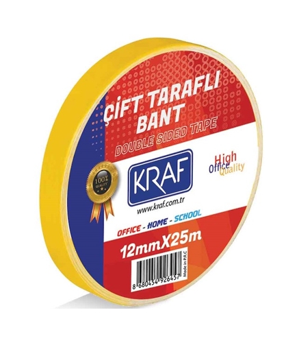 Kraf 2512G Çift Taraflı Bant 12mmx25m