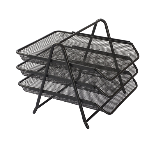 Kraf 460G Perfore Evrak Rafı Metal 3 Katlı Siyah