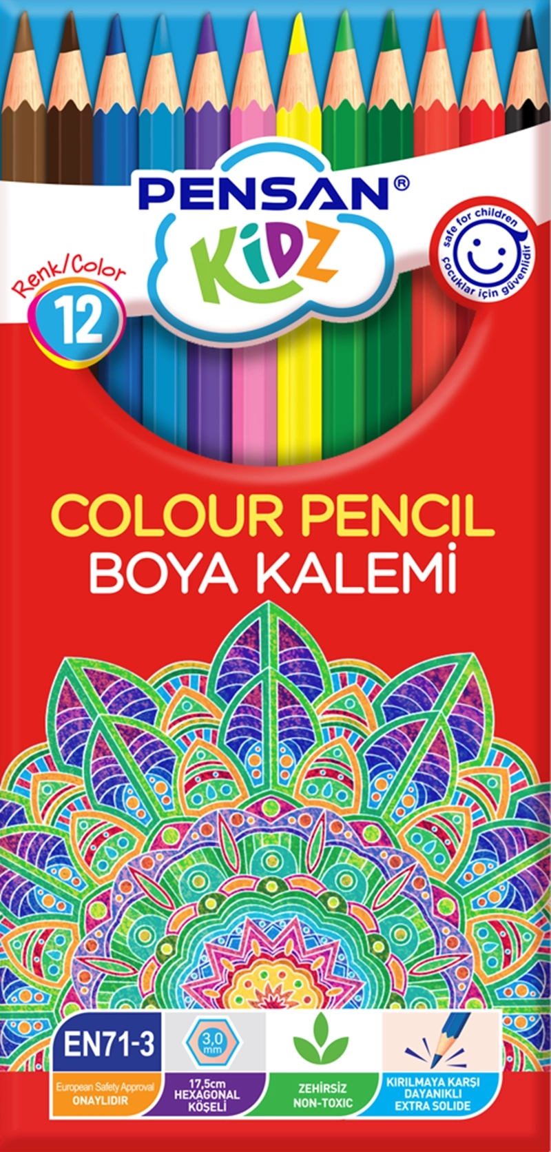 Pensan Kidz 56312 Kuru Boya Tam Boy 12 Renk