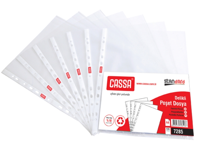 Cassa 7285 Delikli Poşet Dosya Standart 45 micron A4 100lü