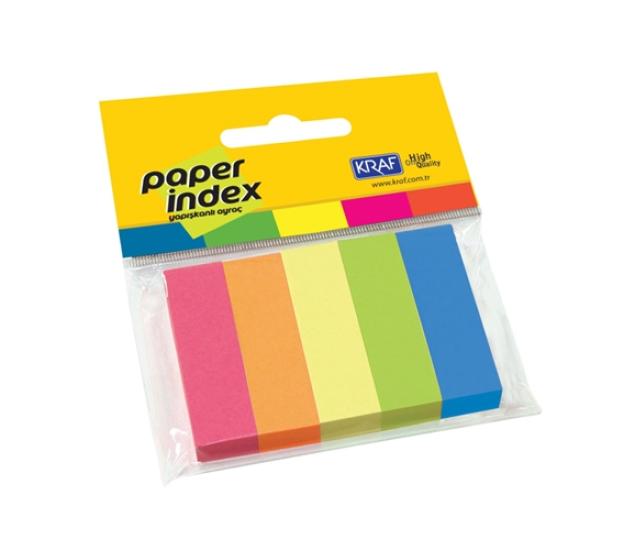 Kraf 1550 İndex Kağıt 15x50mm 5 Renk X 100 Yaprak