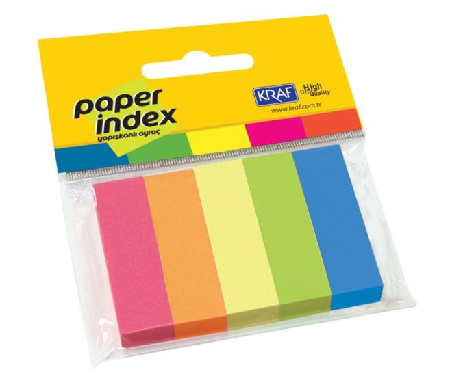 Kraf 1550 İndex Kağıt 15x50mm 5 Renk X 100 Yaprak