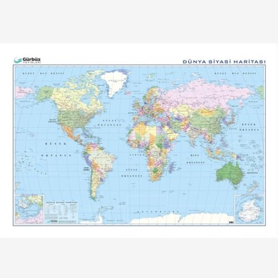 Gürbüz 22012 Dünya Fiziki+Siyasi Çift Taraflı 70X100cm