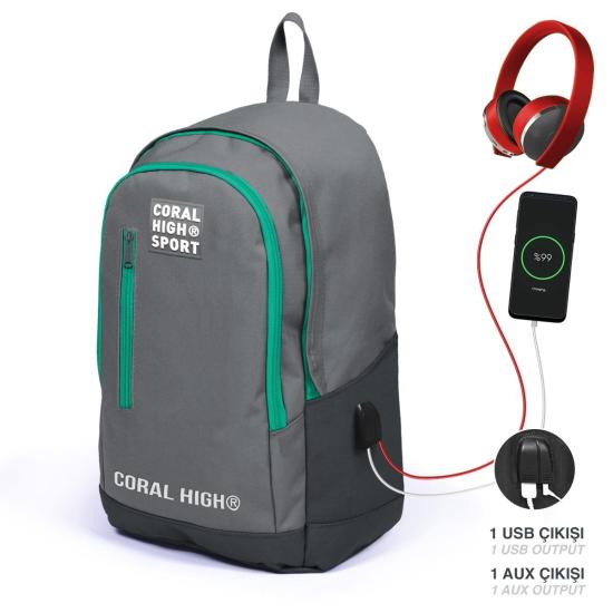 Yaygan 23233 Coral High Sport Sırt Çantası Usb+Aux Soketli