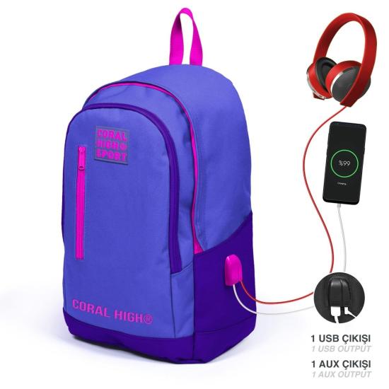 Yaygan 23234 Coral High Sport Sırt Çantası Usb+Aux Soketli
