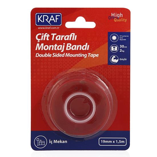 Kraf 2530G Montaj Bandı Çift Taraflı İç Mekan 19mmx1.5m