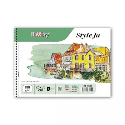 Herboy HRB-39632 Style Ja  Resim Defteri Spiralli 25x35cm 180gr 15 Yaprak