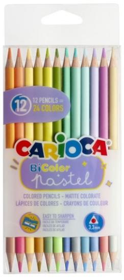 Carioca 43309 Pastel Renk Kuruboya Kalem Çift Taraflı 12li 24 Renk