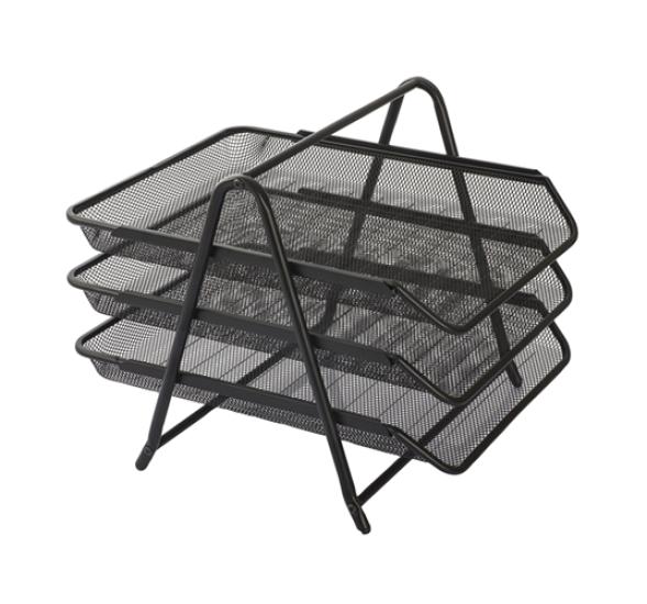 Kraf 460G Perfore Evrak Rafı Metal 3 Katlı Siyah