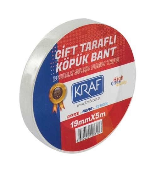 Kraf 5019G Çift Taraflı Köpük Bant 19mmx5m