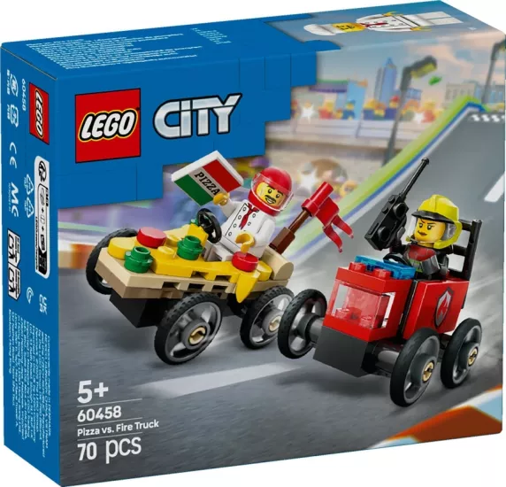 LEGO® City 60458 Pizza Arabası İtfaiye Kamyonuna Karşı Yarış Arabası Paketi