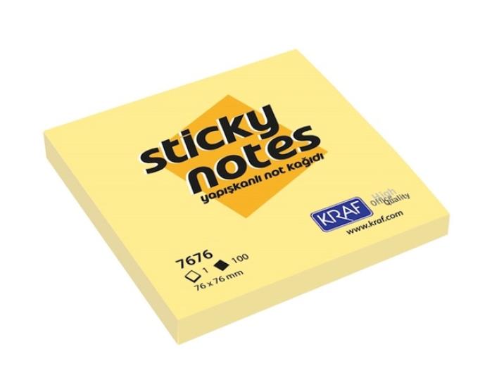 Kraf 7676 Yapışkanlı Not Kağıdı 100 Yaprak Sarı