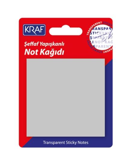 Kraf 7676TR Yapışkanlı Not Kağıdı 76x76mm 50 Yaprak Şeffaf Gri