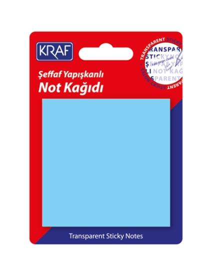 Kraf 7676TR Yapışkanlı Not Kağıdı 76x76mm 50 Yaprak Şeffaf Mavi