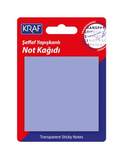 Kraf 7676TR Yapışkanlı Not Kağıdı 76x76mm 50 Yaprak Şeffaf Mor