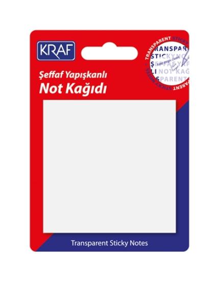 Kraf 7676TR Yapışkanlı Not Kağıdı 76x76mm 50 Yaprak Şeffaf