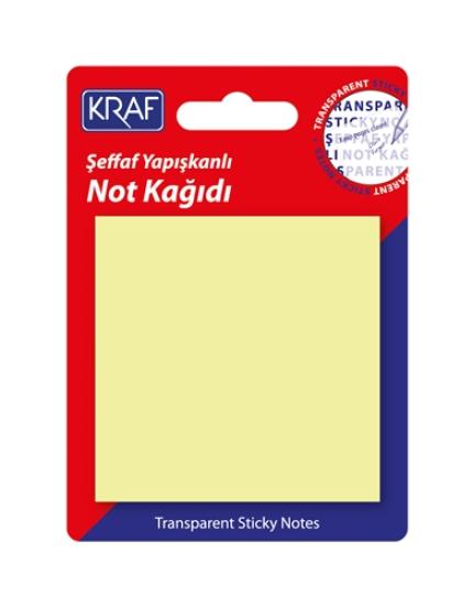 Kraf 7676TR Yapışkanlı Not Kağıdı 76x76mm 50 Yaprak Şeffaf Sarı