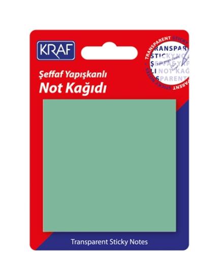 Kraf 7676TR Yapışkanlı Not Kağıdı 76x76mm 50 Yaprak Şeffaf Yeşil