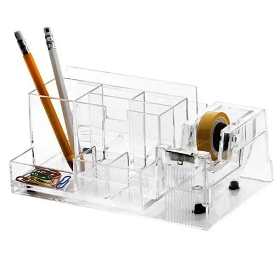 Cassa 8816 Çok Gözlü Kalemlik  Bant Kesicili Şeffaf