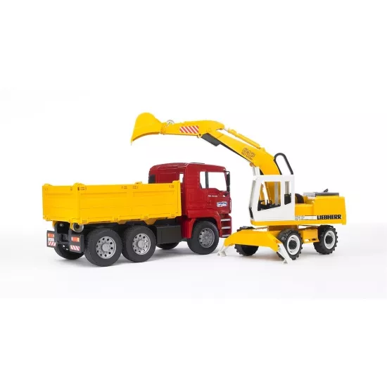 Bruder BR02751 Man Damperli Kamyon Ve Liebherr Ekskavatör