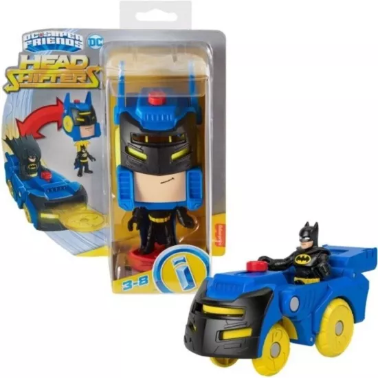 İmaginext HGX91 Dc Super Friends Head Shifters Batman & Batmobile 