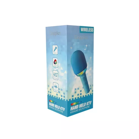 Mega Doppler Karaoke Mikrofon Rainbow Mavi Wireless Ses Değiştirme Özellikli