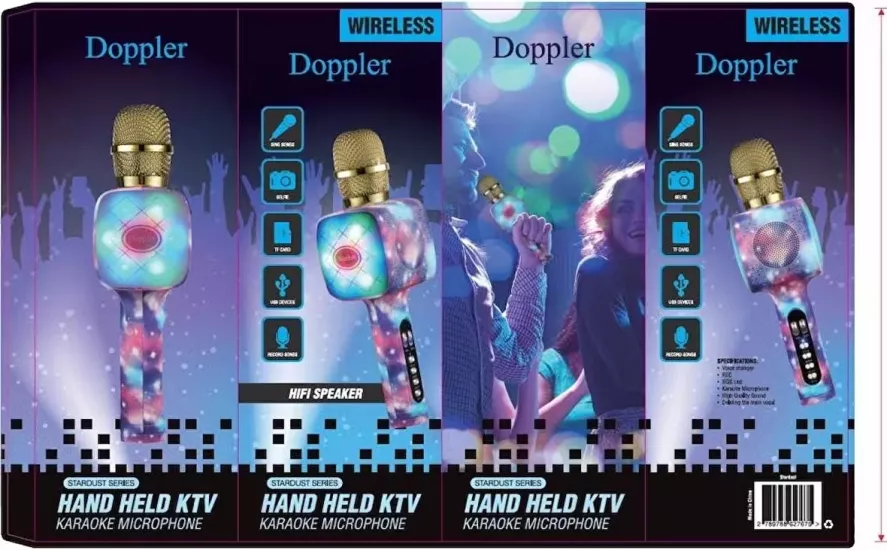 Mega Doppler Karaoke Mikrofon Stardust RGB Led Ses Değiştirme Kayıt Özellikli