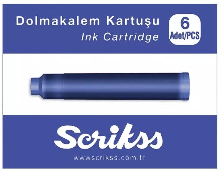 Scrikss Dolma Kalem Kartuşu 6lı Paket Mavi