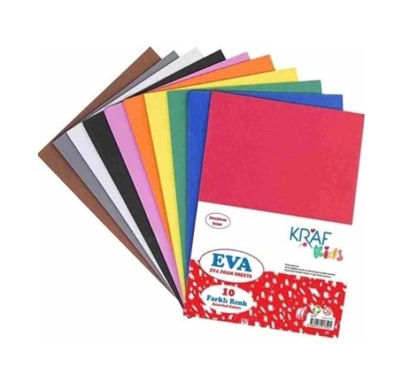 Kraf KK05 Kids Eva 20X30cm 2mm Karışık Renk 10lu