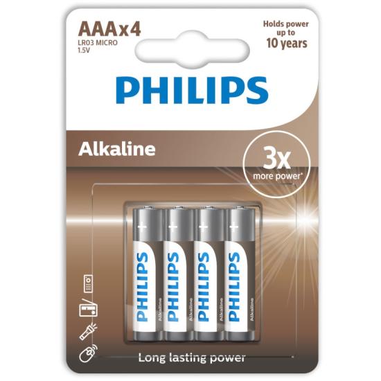 Philips LR03 Alkaline İnce Kalem Pil AAA 4lü